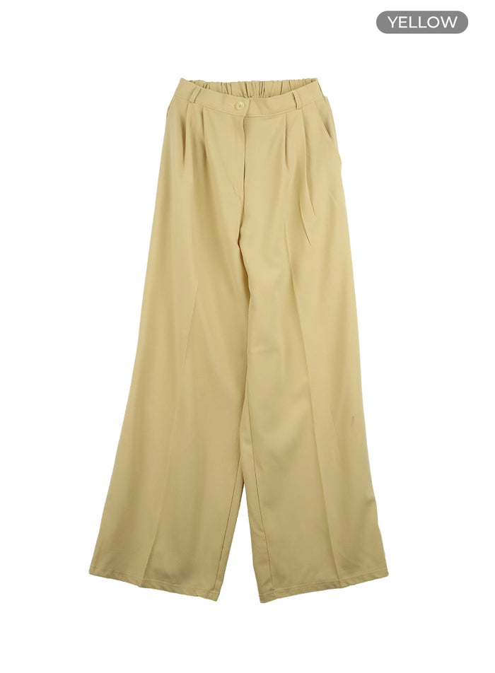 pintuck-wide-fit-trousers-oa429 / Yellow