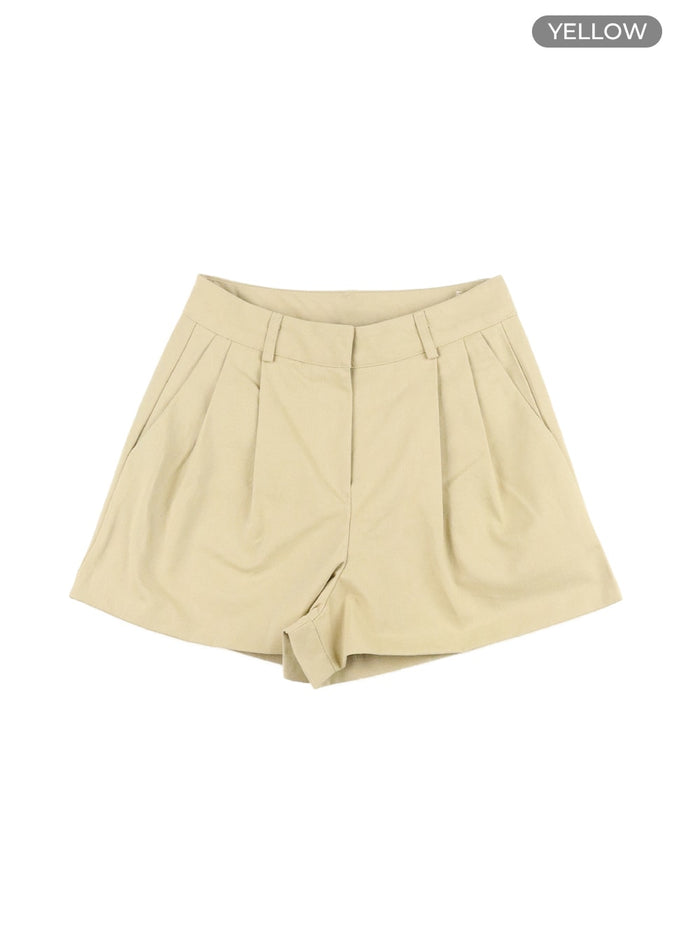 cotton-pintuck-shorts-oa405 / Yellow