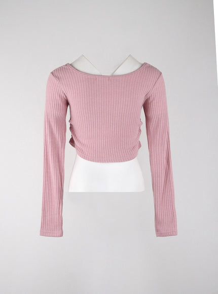 round-neck-drawstring-ribboned-crop-long-sleeve-ij302