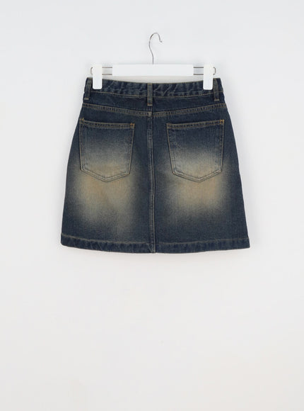 Dark Wash Denim Mini Skirt CY315