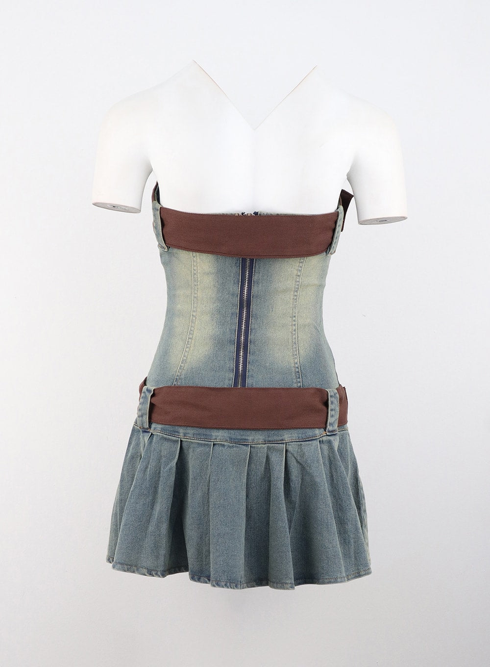 denim-mini-dress-with-belt-is306