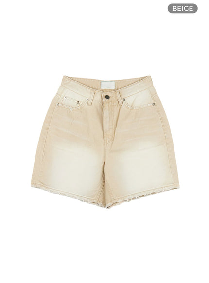 distressed-washed-shorts-cl417 / Beige