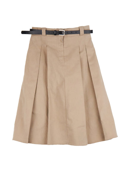 elegant-pleated-midi-skirt-cj520 / Beige