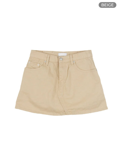 cotton-mini-skirt-cu410 / Beige