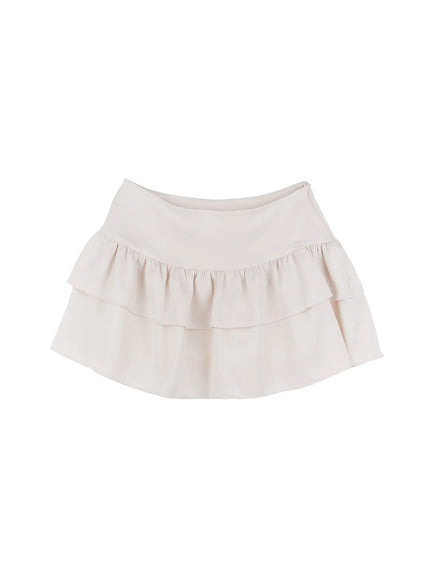 tiered-mini-skirt-u530 / Beige