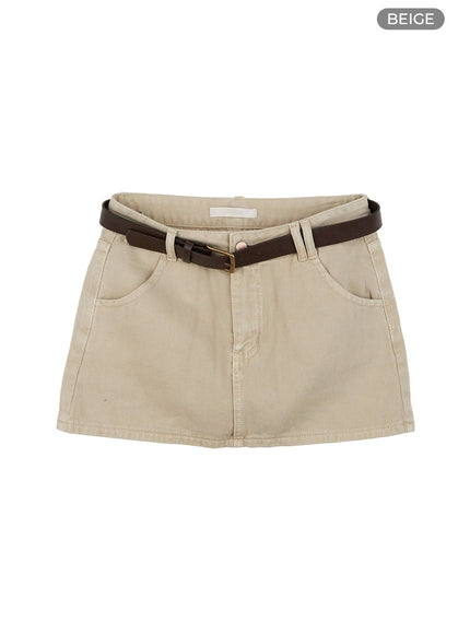 solid-cotton-mini-skirt-cg414 / Beige