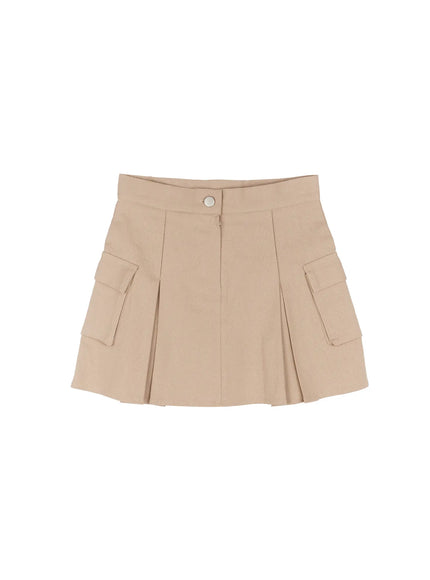 cargo-pleated-mini-skirt-cf506-1 / Beige