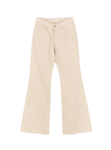 essential-cotton-bootcut-pants-cm510 / Beige