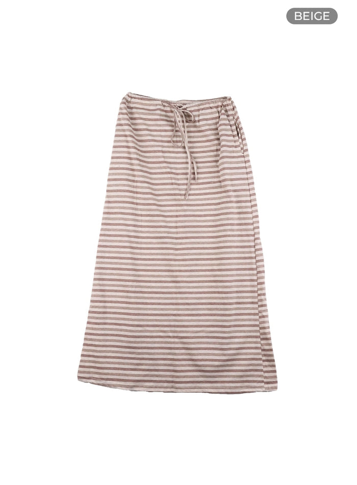 striped-cotton-maxi-skirt-ca418 / Beige