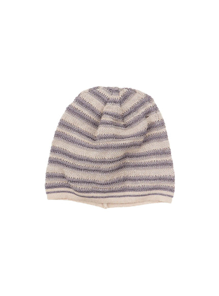casual-striped-knit-beanie-cy514 / Beige