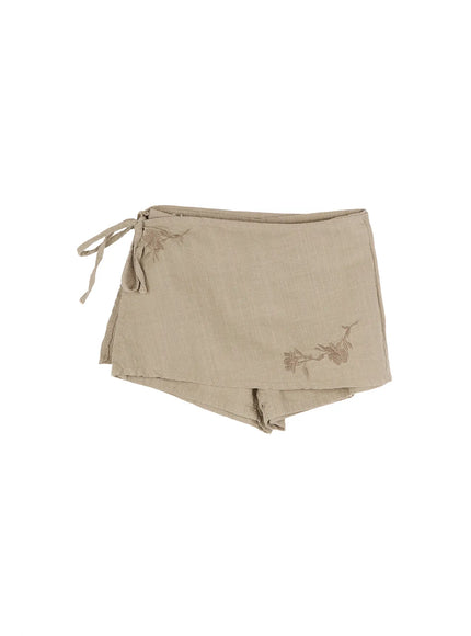 embroidered-wrap-skort-cy515 / Dark green