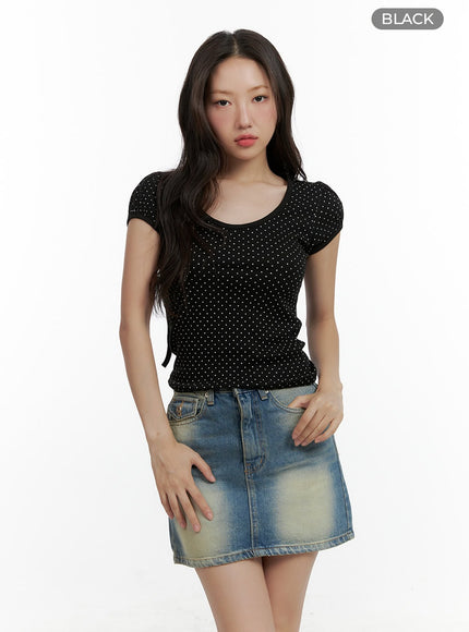 polka-dot-crop-top-cl410 / Black