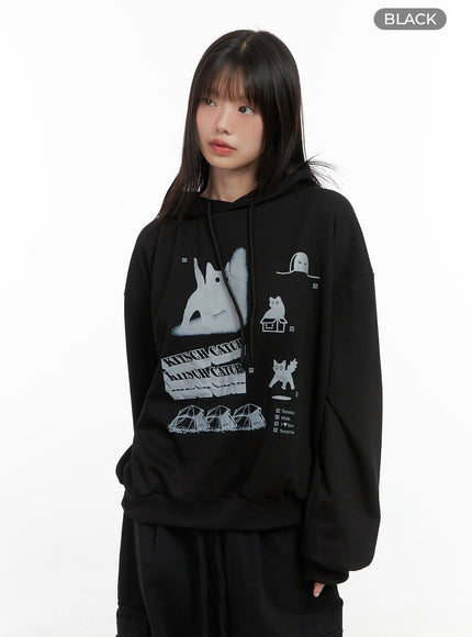 chic-graphic-hooded-sweatshirt-cs412 / Black