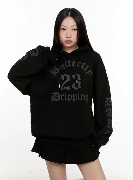 oversized-butterfly-graphic-hoodie-cg501 / Black