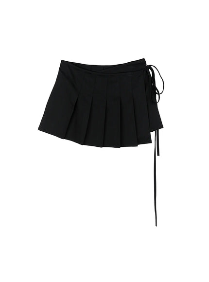 pleated-wrap-mini-skirt-cg511 / Black
