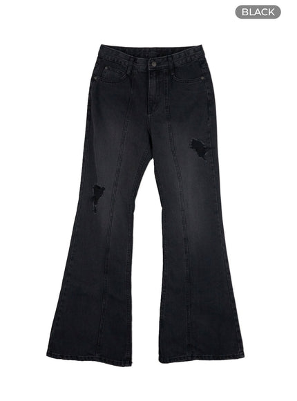 bianca-destroyed-stitch-bootcut-jeans-cg423 / Black