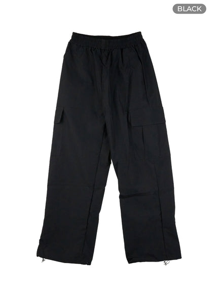 solid-string-waist-cargo-pants-cl412 / Black