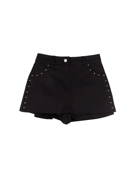 studded-mini-skorts-co507 / Black
