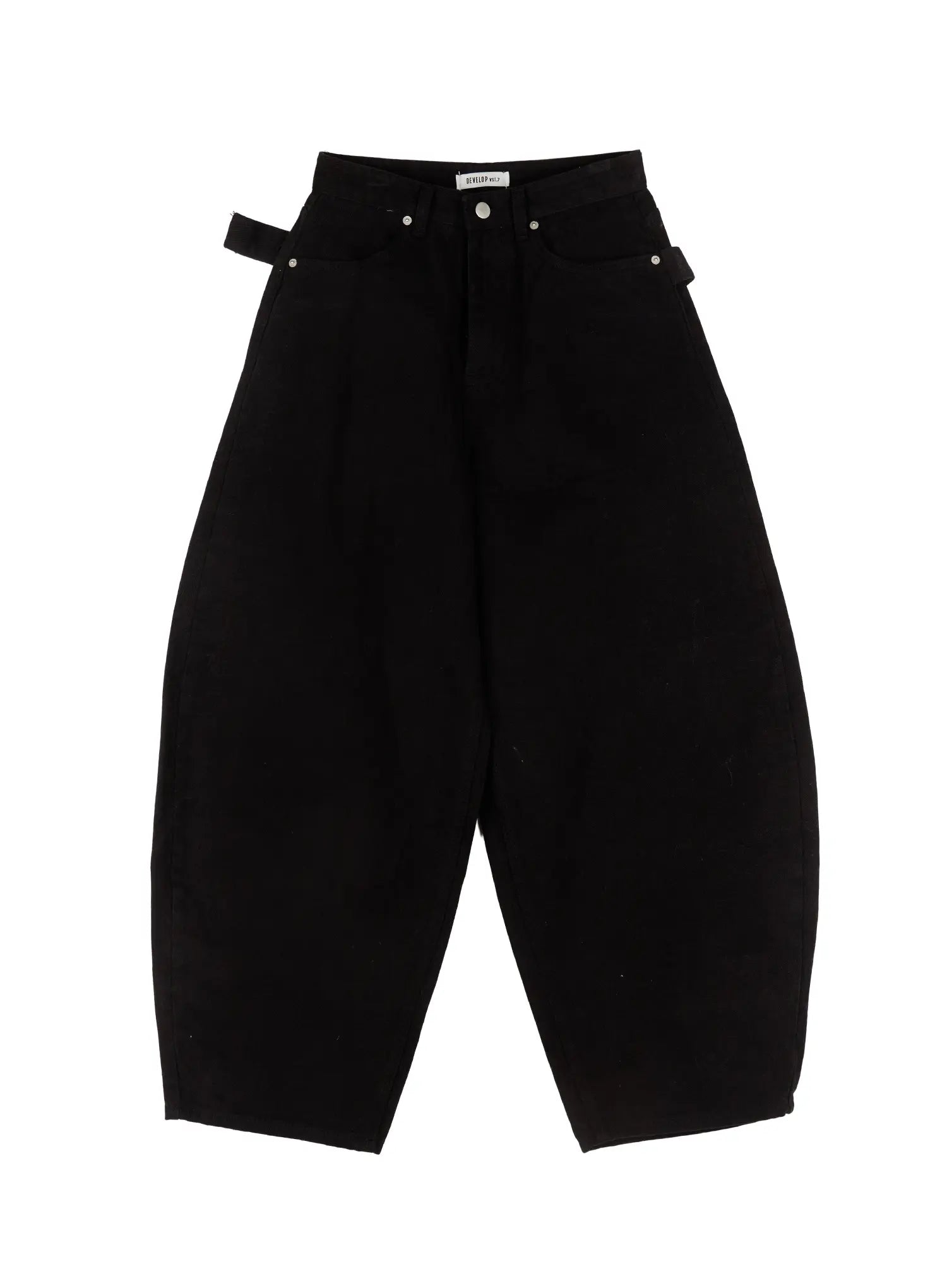 wide-leg-cotton-pants-with-belt-detail-cd517 / Black