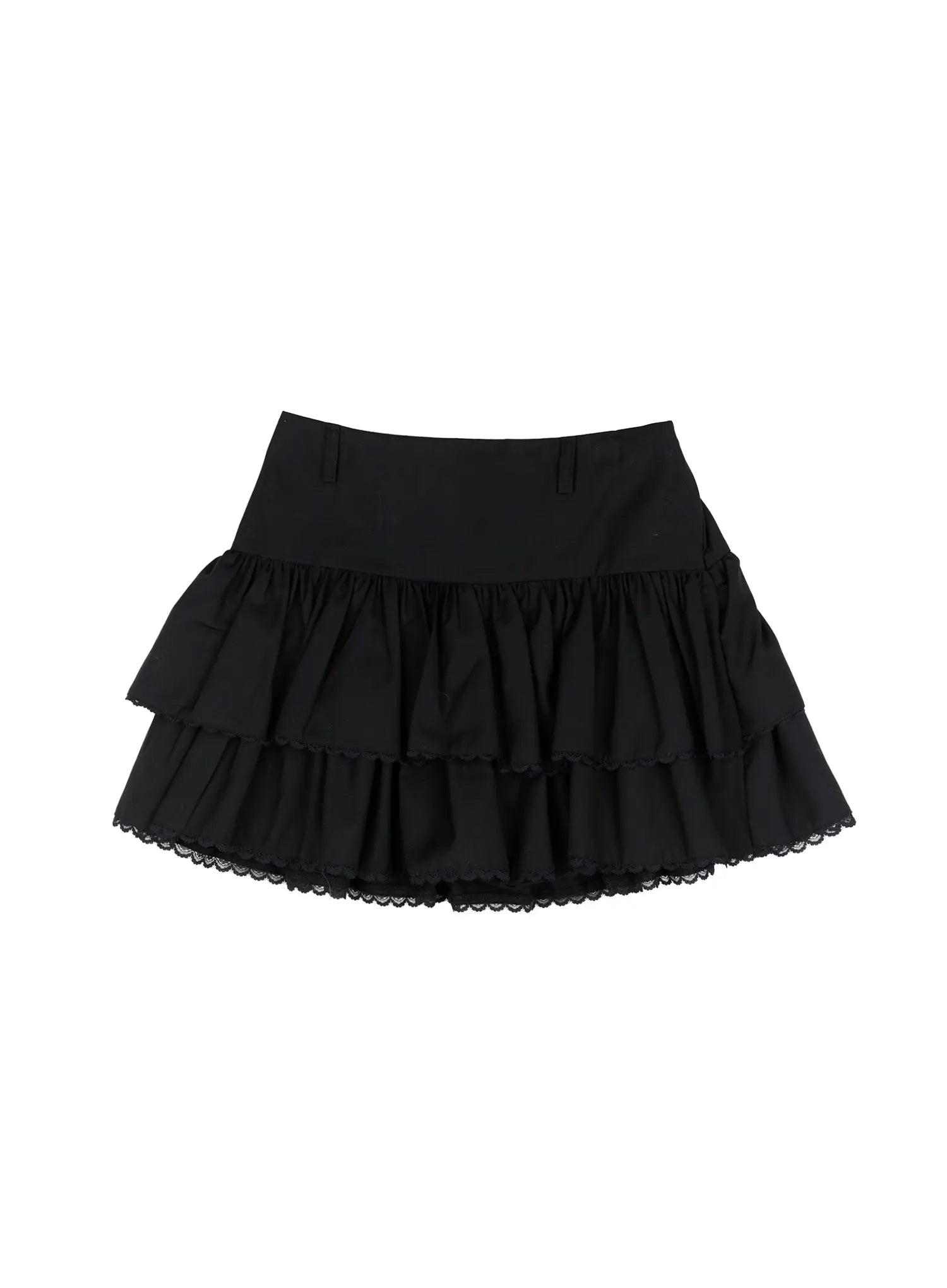 tiered-lace-ruffle-mini-skirt-cd505 / Black