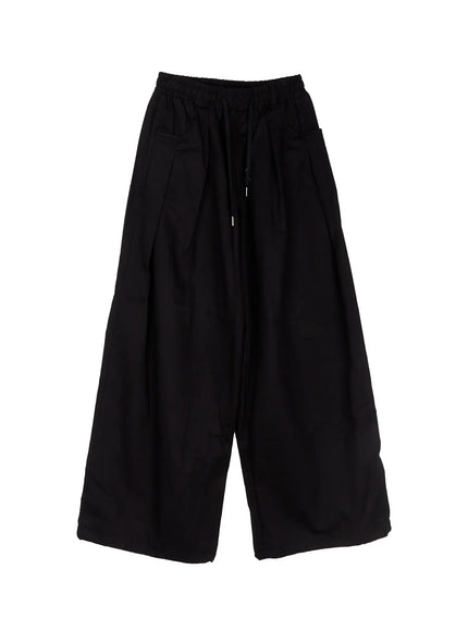balloon-wide-leg-cotton-pants-co515 / Black