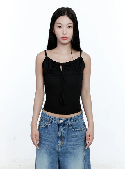 ribbed-front-tie-tank-cg507 / Black