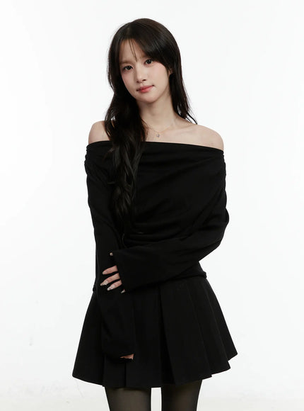 fleece-draped-long-sleeve-top-cd523 / Black