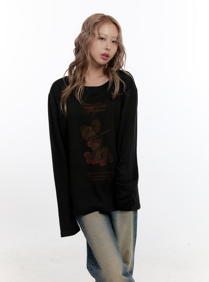 round-neck-loose-fit-tee-cn425 / Black