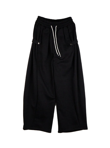 drawstring-wide-fit-sweatpants-cd423 / Black