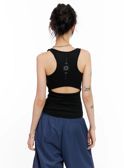 back-slit-tank-top-cl528 / Black