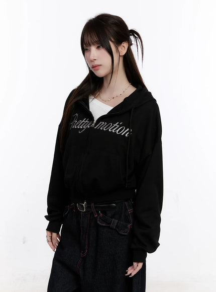 printed-graphic-zip-up-hoodie-co501 / Black