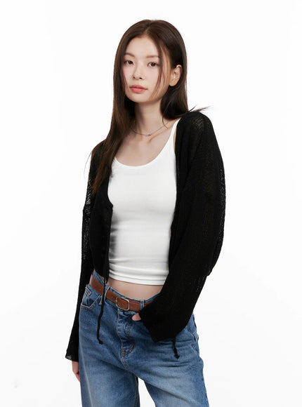 summer-knit-crop-cardigan-cl523 / Black