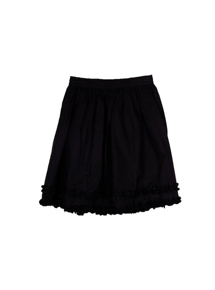 frilled-shirred-midi-skirt-ca528 / Black