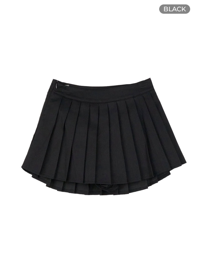 pleated-mini-skirt-cy429 / Black