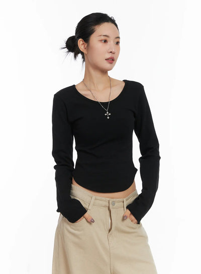 soft-ribbed-long-sleeve-tee-cd508 / Black