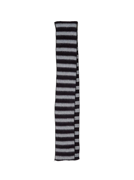 striped-knit-muffler-cj501 / Black