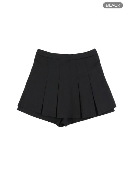 solid-pleated-mini-skort-ca412 / Black