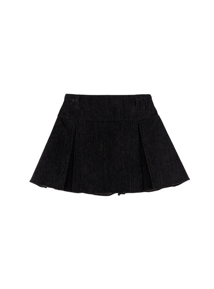 fleece-lined-pleated-mini-skirt-cd523 / Dark gray