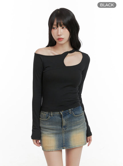 asymmetrical-cut-out-top-cg421 / Black