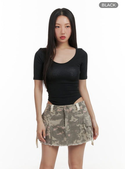 basic-short-sleeve-bodysuit-cy403 / Black