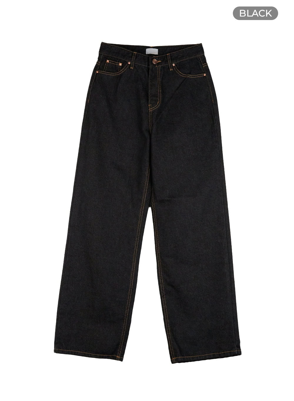 Indigo Stitched Straight Jeans CU424 in Black, size L