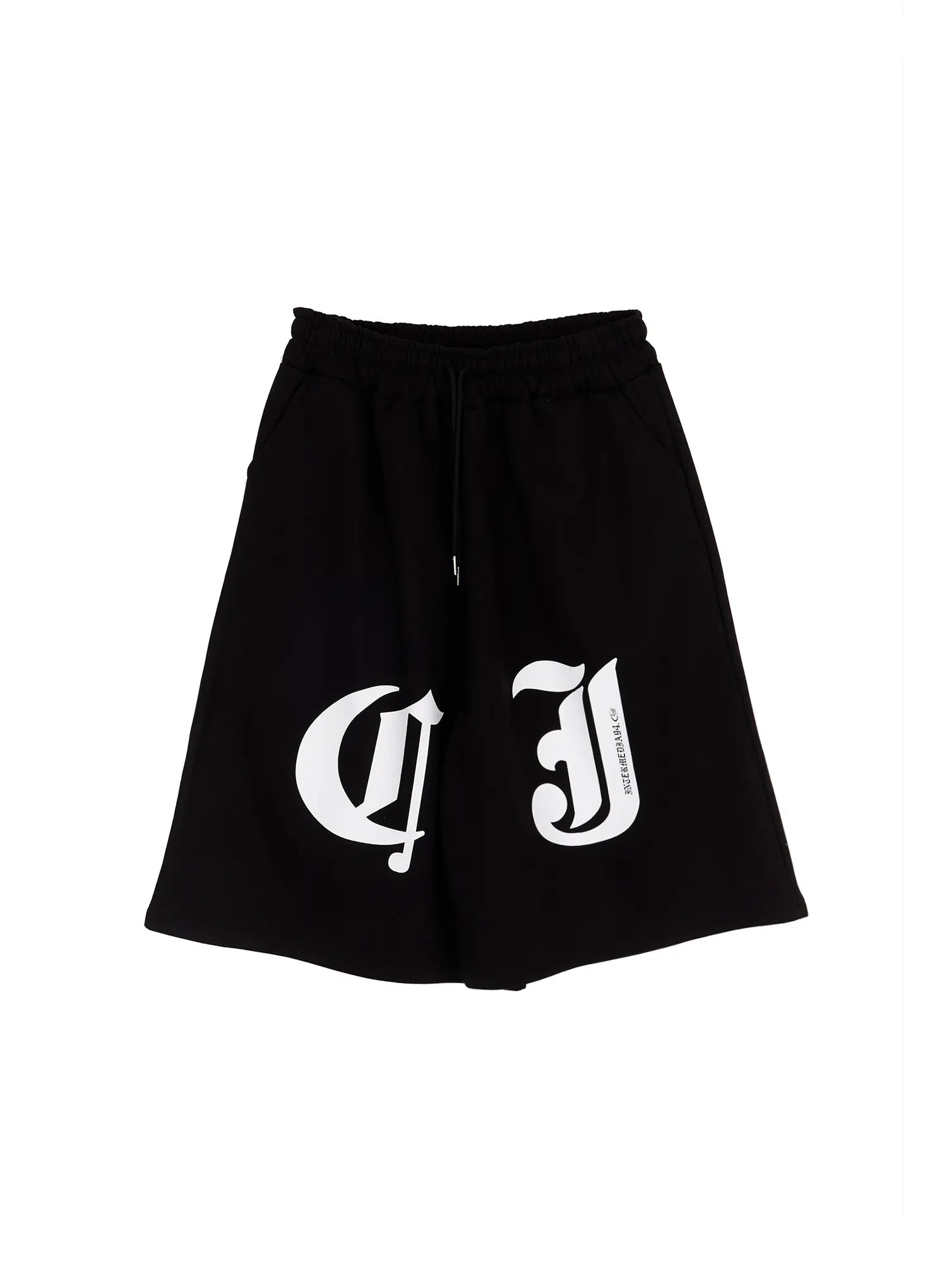 gothic-lettering-oversized-shorts-ca506 / Black