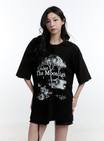 warm-graphic-oversized-t-shirt-cj520 / Black