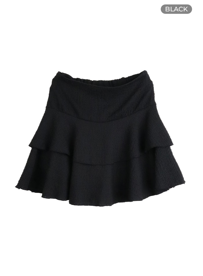 cotton-ruffle-hem-mini-skirt-cm413 / Black