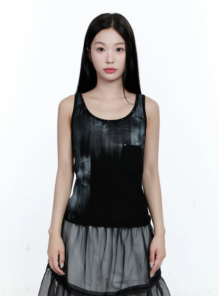 gradient-ribbed-tank-top-cg507 / Black