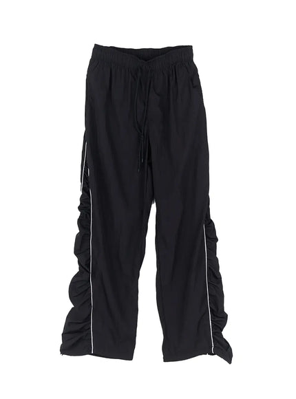 wide-leg-shirred-training-pants-cl504 / Black