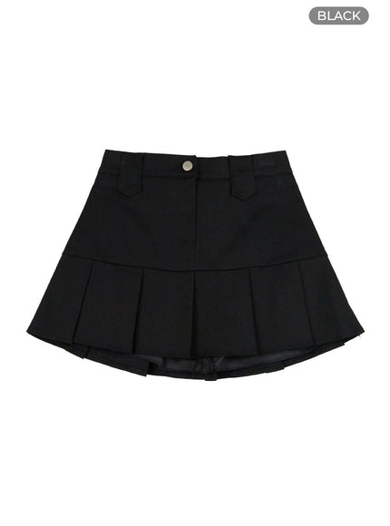 a-line-pleated-cotton-mini-skort-cg421 / Black