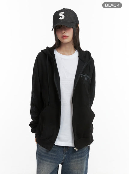 graphic-zip-up-hoodie-co410 / Black