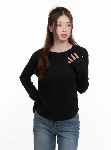 crew-neck-long-sleeve-top-cg520 / Black