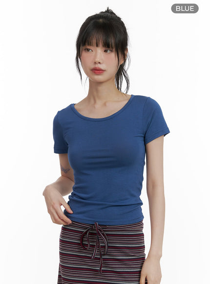 solid-round-neck-crop-top-cu410 / Blue